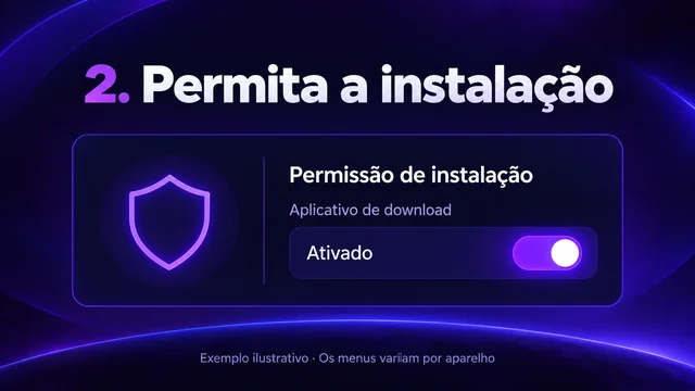 Exemplo ilustrativo da permissão de instalação; os menus variam por aparelho